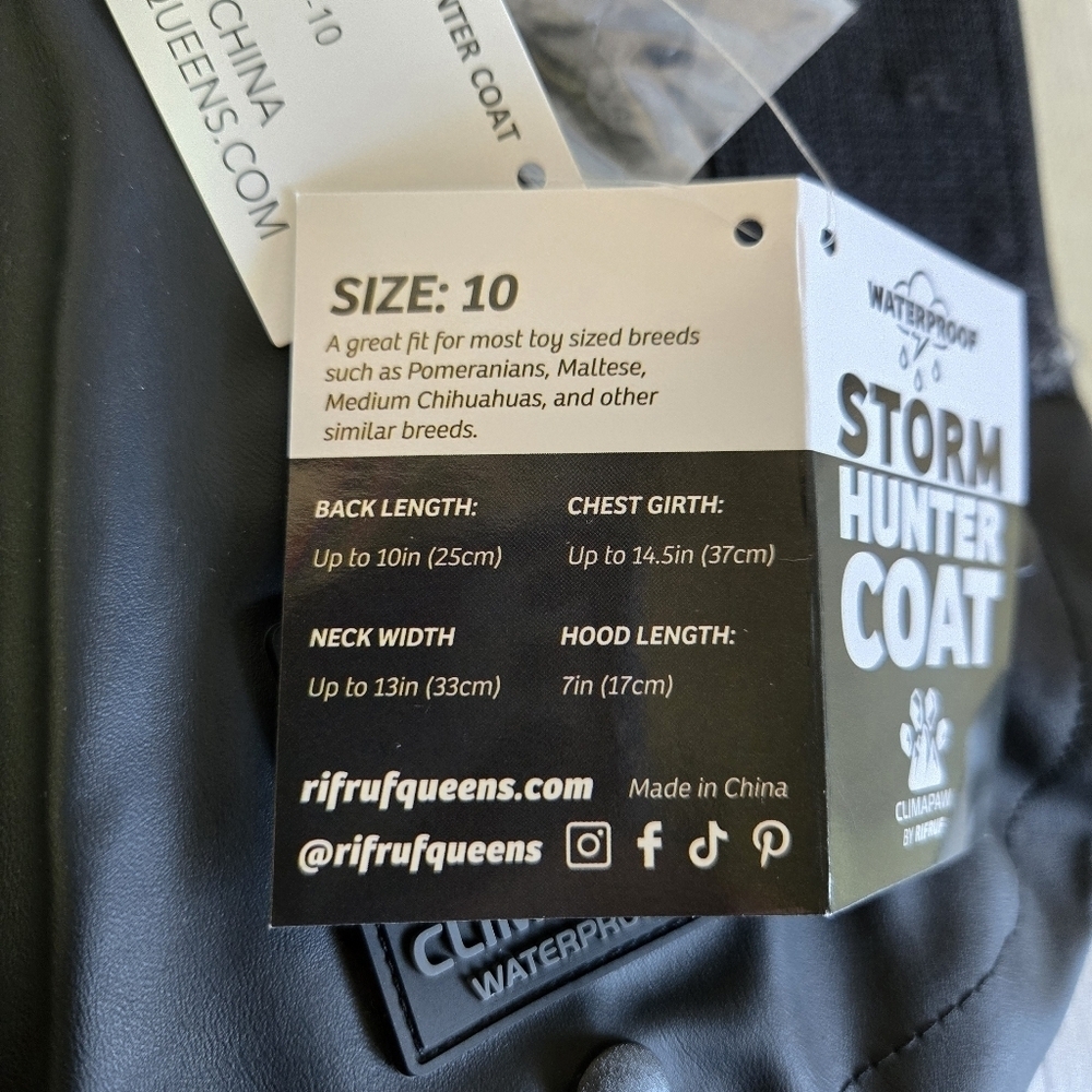 RIFRUF | Stormhunter Dog Raincoat in Truffle (black) sz 10 - Picture 6 of 10